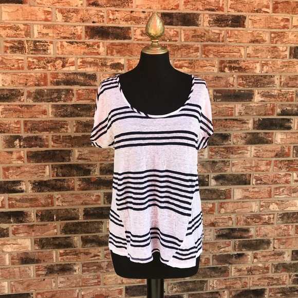 Lucky Brand Tops - Lucky Brand White and Blue Stripe Short Sleeve Top